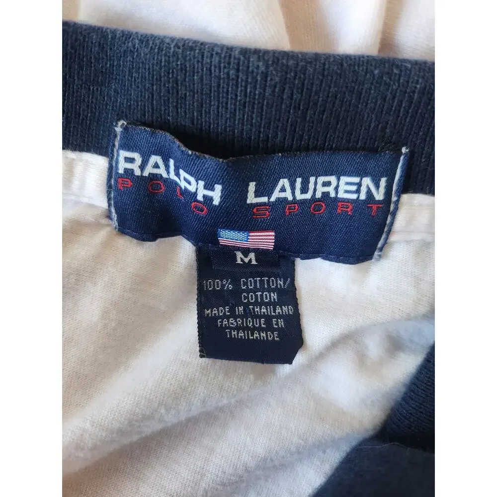 Ralph Lauren Polo Sport 1/4 Zip White/Pink Shirt Short Sleeve Men Size Medium